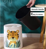 Trash Can No Lid Cute Kitchen Living Room Children's Room Bedroom Office Garbage Can Large Waste Paper Basket Toilet (Color : Tiger) image 4