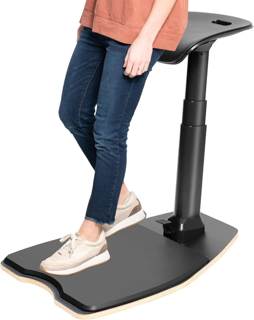Ergonomic inclined standing desk with chair, portable height-adjustable anti-fatigue cushion, suitable for home and office, black