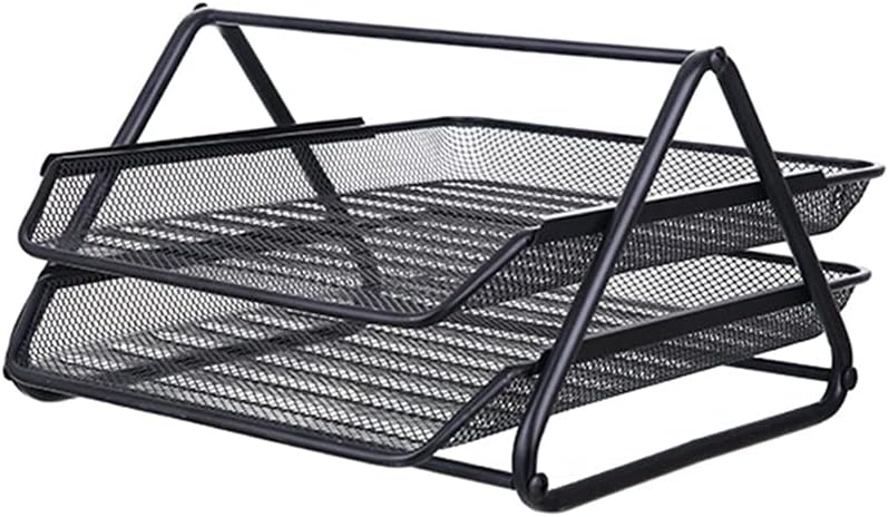 Metal Mesh 2 Tier Document Letter Tray Desk Organizer File Holder Magazine Notebook Organizer Office Supplies
