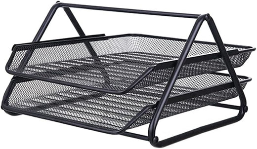Metal Mesh 2 Tier Document Letter Tray Desk Organizer File Holder Magazine Notebook Organizer Office Supplies