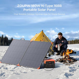 350-watt portable solar panel, suitable for power stations, hurricane emergency supplies, 43-volt foldable solar charger (25% efficient, IP68 waterproof rating, 4 reinforced stands, suitable for camping and RV travel) image 2