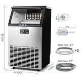 EUHOMY Commercial Ice Maker Machine, 100lbs/24H Stainless Steel Under Counter image 3