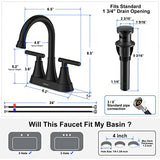 Bathroom Faucets for Sink 3 Hole, Hurran 4 inch Matte Black Bathroom Sink Faucet with Pop-up Drain image 3