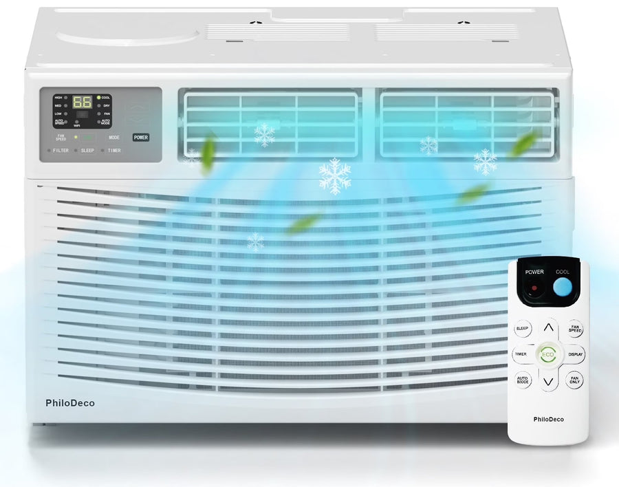 PhiloDeco 12000 BTU Window Air Conditioner 550 Sq Ft. Intelligent Ac Units, LED Display Screen, Operates Quietly, Energy-Saving. Timer ? Sleep and...