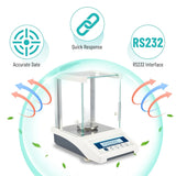 Lab Scale, Digital Analytical Balance 220g/ 0.1mg, High Precision Scientific Precision Scale Accuracy 0.0001g, Balance Scale for Coin/Jewelry/Powder with Weights and RS232 Interface image 4