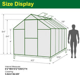 6'x10' Walk-in Greenhouse with 4mm 800G Polycarbonate Panels - Heavy-Duty Aluminum Frame, Wind/Snow Resistant for Gardening, Includes Sliding Door & Ventilation Windows (Green) image 2