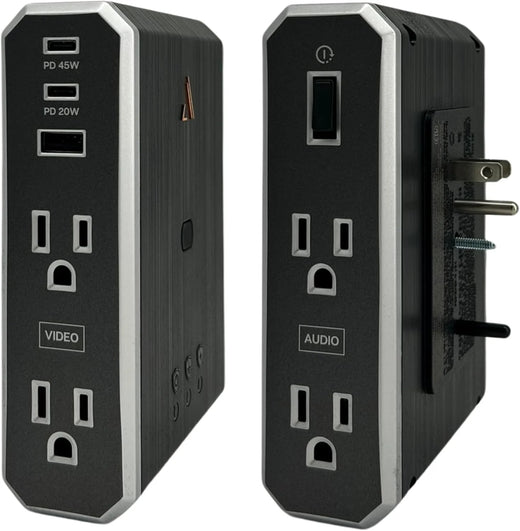 Austere VII Series Wall Power, 4 Outlets Surge Protector Power Strip, 2 USB C & 1 USB A, 2.4 amps, 45W & 20W Power Delivery | 3500 Joules, EMI/RFI Filtering, 6 Year Component Guarantee