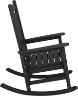 Outdoor Rocking Chair, HDPE Rocking Chair for Adults, All Weather Porch Rockers for Lawn Garden, White image 4
