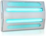 An indoor wall-mounted ultraviolet fly trap, used for catching flies, moths, mosquitoes and other flying insects.