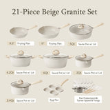 Carote Non Stick Pots and Pans Set, 21 Pcs Induction Kitchen Cookware Sets (Beige Granite) image 2