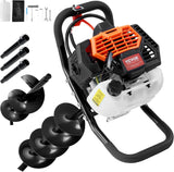 1450-watt gasoline engine electric drilling machine, equipped with 6-inch and 10-inch drill bits and 3 extension rods, suitable for drilling holes in fence posts of farmlands, gardens, and orchards. The color is orange and black. image 3