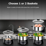 2 stainless steel food steamers, 8.5 liters capacity, electric glass-covered vegetable steamer, double-layer stackable steaming basket, with timer included image 3