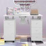 Manicure Table Nail Desk for Nail Tech w/Electric Dust Collector & Wrist Rest, Acetone Resistant Top Beauty Salon Nail Supplies Decor Station w/Lockable Wheels, Cabinet, Drawer (White) image 4