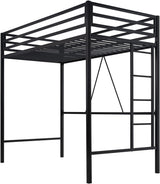 Loft Bed Twin Size with Ladder and Guardrail,Heavy Duty Metal Slats Support No Box Spring Needed Small Space Saving Furniture for Bedroom Dorm,Black image 4