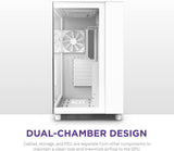 H9 Flow Dual-Chamber ATX Mid-Tower PC Gaming Case – High-Airflow Perforated Top Panel – Tempered Glass Front & Side Panels – 360mm Radiator Support – Cable Management – White image 4