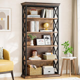 6-Tier Bookcase, 71 Inches Industrial Bookshelves, Floor Standing Display Storage Shelves Tall Bookcase for Home Office, Living Room image 2