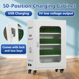 Mobile Charging Cabinet for Cell Phone, 50 Device Charging Station, USB Charging Cart Locker, with Wheels & Combination Lock, Secure Phone Storage Cabinet (50Slots) image 2