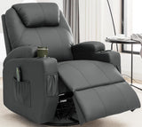 Recliner Chair, Rocking Chair with Massage and Heat, 360° Swivel Recliner Chairs for Adults, Rocker Manual Recliner with Remote Control and Cup Holder for Living Room, Bedroom, Nursery image 4