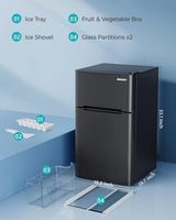 3.2 Cu.Ft Mini Fridge with Freezer – 2-Door Compact Refrigerator for Bedroom, Dorm, Office or Apartment, Silver image 2
