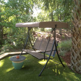 3 luxurious outdoor deck swings, with a weather-resistant steel frame, adjustable tilted canopy, brown model image 2