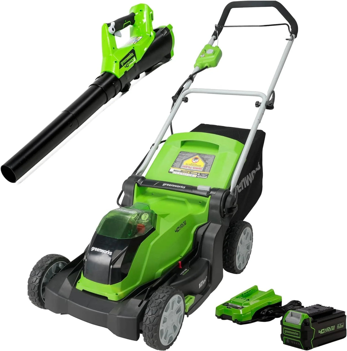 40V 17" Cordless (Push) Lawn Mower (75 Compatible Tools), 4.0Ah Battery and Charger Included
