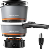 200 - 1000 watt electric camping stove, with cookware, 120 volt portable outdoor cooking set, windproof cookware, suitable for RVs, electric vehicles, off-road travel, RV life, car camping