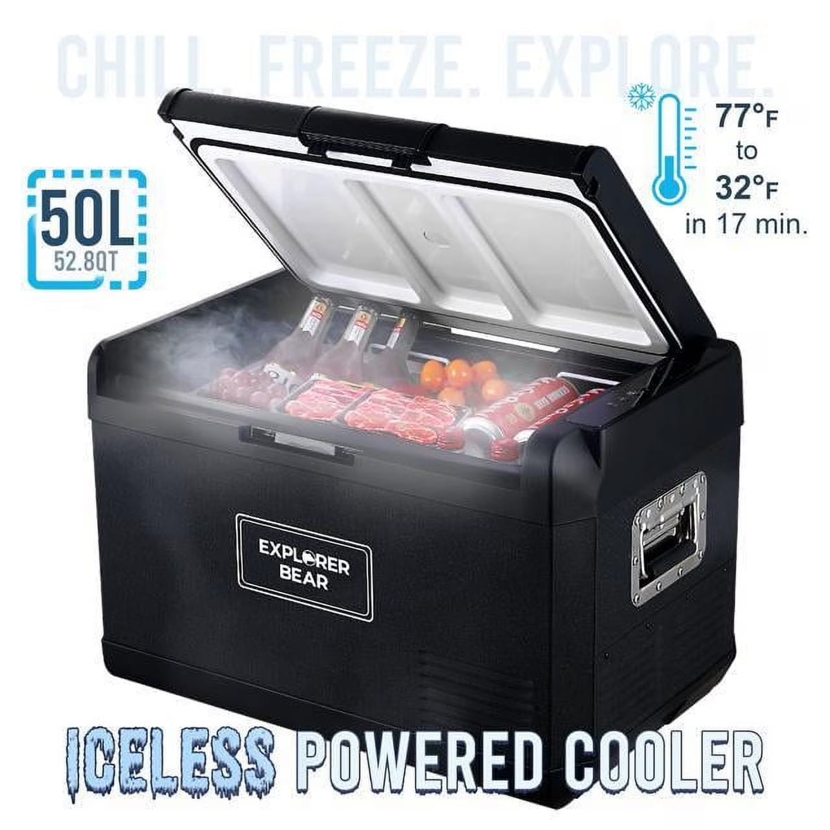 12V Car Fridge 50L 12/24V DC 110-240V AC Portable Freezer Compressor Cooler 0 H-50 H 3-Year Warranty
