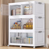 200Gal Extra Large Plastic Storage Bins with Lid & Wheels, Stackable Collapsible Bins with Dividers, Cube Closet Organizers and Storage Cabinet Shelves Box Roomy for Home Kitchen,4Pack White image 3