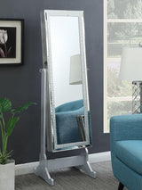 Mounted-style mirror cabinet, featuring jewelry storage function, with a design allowing the entire length to be tilted, rectangular shape - bedroom - silver color image 2