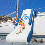 Pontoon Waterfall Slide, Inflatable Pontoon Boat Water Slide for Kids Backyard Pool Sea, Electric Air Pump & Storage Bag image 2