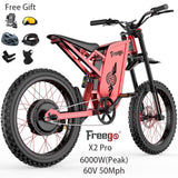 6000W(Peak) Motor 60V/30Ah Battery Freego X2Pro Electric Motorcycle for Adults, Electric Bike,50MPH/7 Speed Off Road Electric Bicycle,19 x 2 Full... image 3