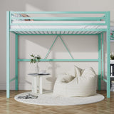 Loft Bed Twin Size with Ladder and Guardrail,Heavy Duty Metal Slats Support No Box Spring Needed Small Space Saving Furniture for Bedroom Dorm,Black image 2