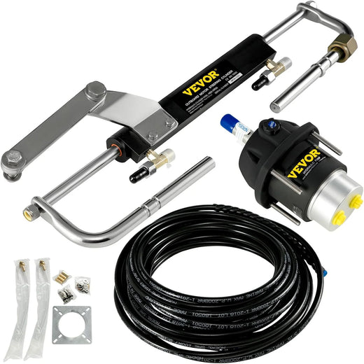 Hydraulic Outboard Steering System Kit (90 horsepower) Accessories Kit (for marine use) Cylinder and Pipeline, Marine Hydraulic Pump, Outboard Steering Device, Ship Rudder Control Device