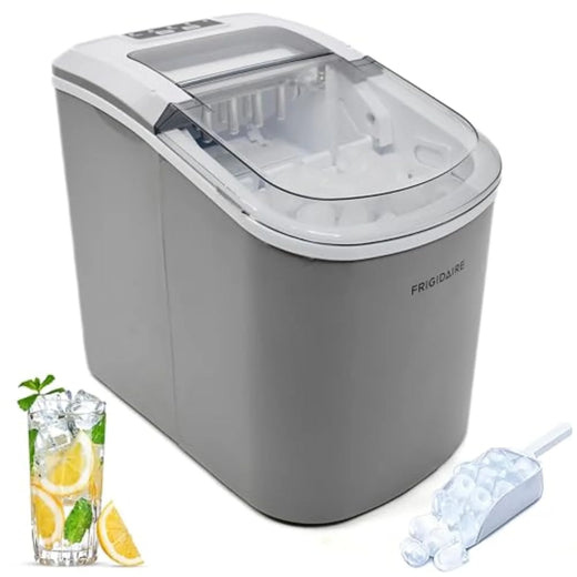 Compact desktop ice machine, capable of producing 26 pounds of ice per day, black color