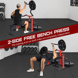 Chest Press Machine, 1050LBS Capacity, Independent Converging Arms, Weight Bench Press with Adjustable Flat Bench for Upper Body Workouts, Red image 4