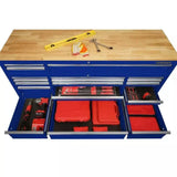 Husky 72 in. 18-Drawer Mobile Workbench with Solid Wood Top in Gloss Blue image 4