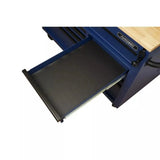 Heavy-Duty 52 in. 9-Drawer Mobile Workbench with Adjustable-Height Solid Wood Top in Matte Blue image 2