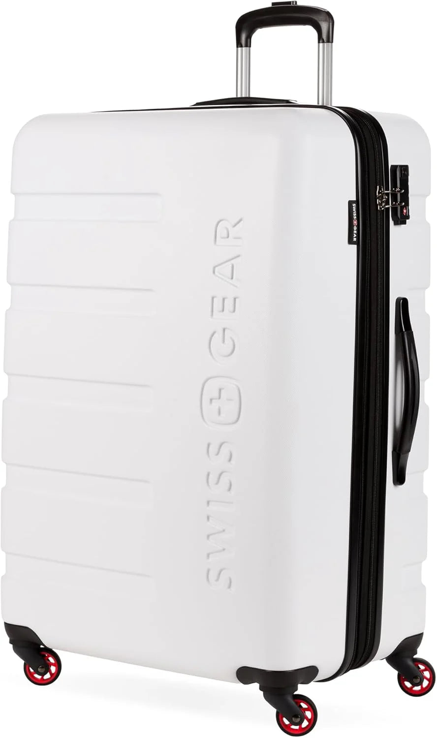 Expandable suitcase with rotating wheels, black
