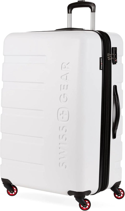 Expandable suitcase with rotating wheels, black