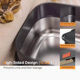 Stainless steel litter box, three-in-one enclosed high-sided litter box, equipped with a high lid, suitable for cats, anti-stick, anti-leak, easy to clean, with a scoop and filter step. image 3