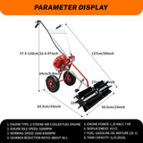 43cc 1.7HP Gas Powered Broom, 2 Stroke Power Sweeper Handheld Gasoline Power Broom Sweeping Machine for Garden Lawn Yard Sidewalk Driveway Turf Grass Cleaning, 600mm Nylon Brush Sweeping broom image 2