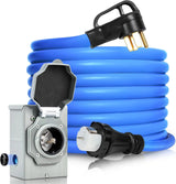 50 Amp Generator Cord and Pre-Drilled Power Inlet Box, Generator Cords 50FT, 50 Amp 125V/250V Generator Power Cord, NEMA 14-50P / SS2-50R Twist Lock Connector