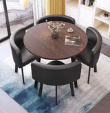 A 4-person conference table and chair set, office reception room club table and chair combination, suitable for living room / central area / farmhouse / home office, medieval style table and chair set image 3