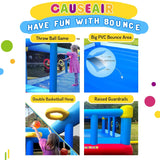 Big Inflatable Bounce House for Party Fun,15ft x 14.8ft,Double Basketball Hoop,Throw Ball Game,Reinforced PVC Bounce Floor,Jumping Bouncy Castle Holds 6 Kids image 4