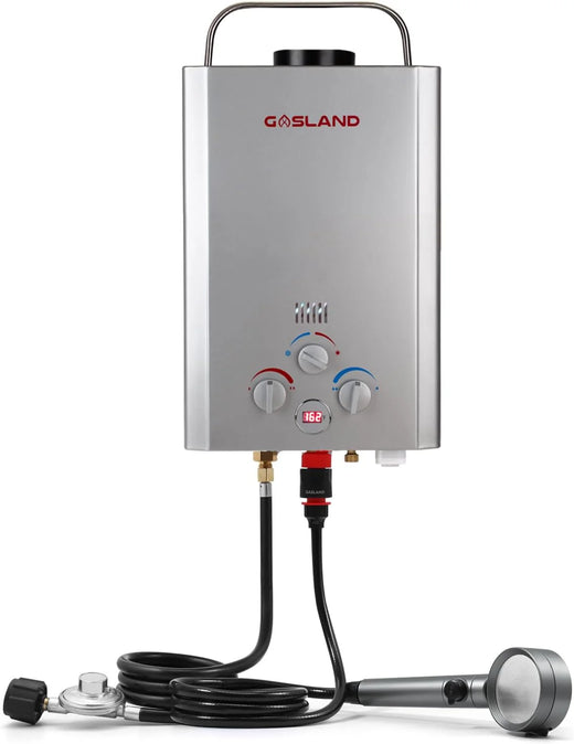 Portable Tankless Water Heater, Outdoors 6L 1.58GPM Propane Water Heater for RV Camping, Overheating Protection