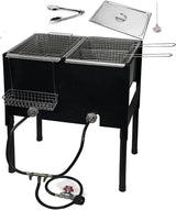 Triple Deep Fryer-3 Basket Stainless Steel Propane Cooker-Outdoor Fish Fry/Chicken-Tall Heavy Duty