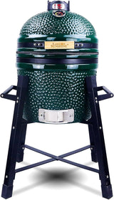 Ceramic Kamado Charcoal BBQ Grill and Smoker, Stainless Steel Grates -15" Ceramic with Tall Stand (GREEN) image 3