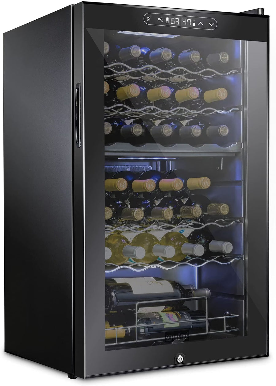 Schmecke Wine Fridge, Dual Freestanding Wine Refrigerator, 33 Bottle Wine Cooler