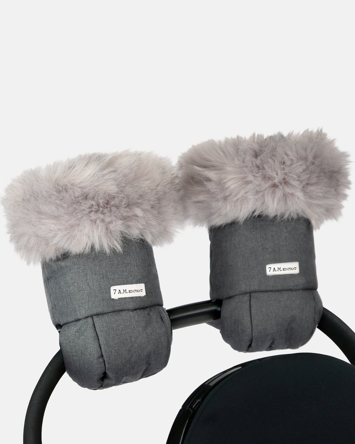 7AM Enfant Warmmuffs - Heather Grey Dark Faux Fur