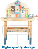 Children's tool table toys game workbench wooden tool table workshop workbench with tool set wooden construction workbench toys image 4